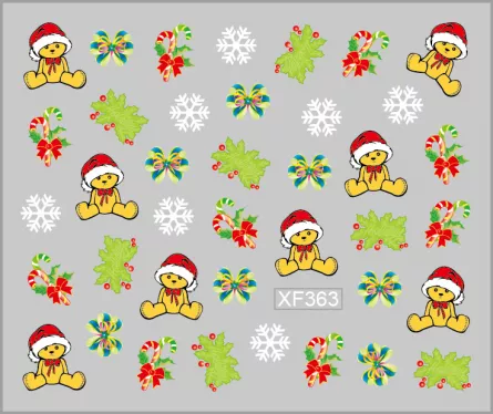 Sticker nail art Lila Rossa, pentru Craciun, Revelion si iarna, 7.2 x 10.5 cm, xf363, [],https:lilarossa.ro