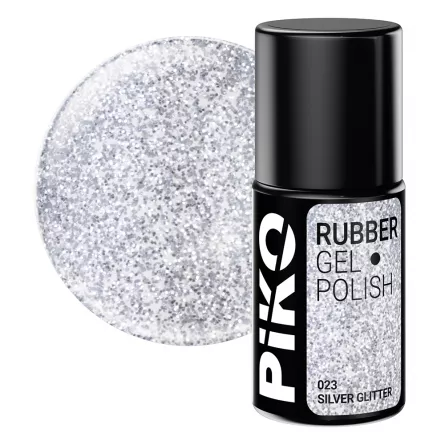 Oja semipermanenta Piko, Rubber, 7ml, 023 Silver Glitter, [],https:lilarossa.ro