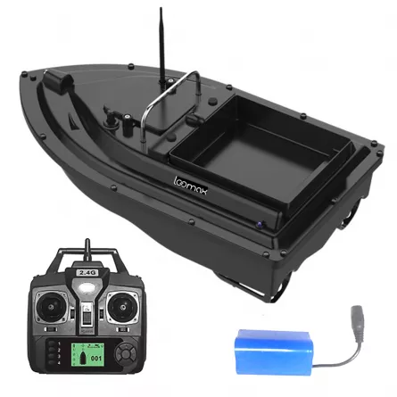 Barca pentru plantat momeala cu telecomanda Loomax, 1 cuva, raza maxima 500 m, cu GPS, neagra, capacitate 2 Kg, [],https:lilarossa.ro