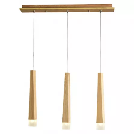 Lustra LED din lemn natural, 15 W, 3 abajururi, [],https:lilarossa.ro