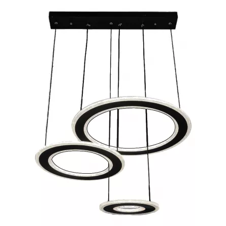 Lustra LED cu telecomanda, reglare intensitate, 72 W, neagra, lumina calda, neutra, rece, [],https:lilarossa.ro