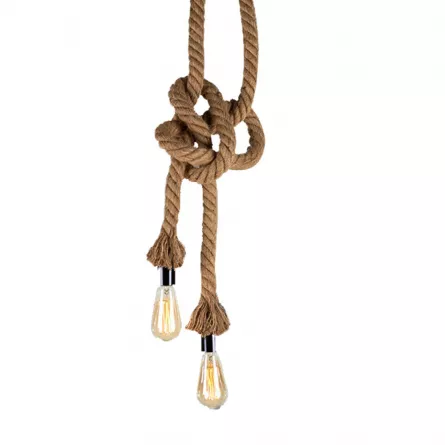 Lustra suspendata vintage din sfoara, doua socluri, E27, max 40 W, [],https:lilarossa.ro