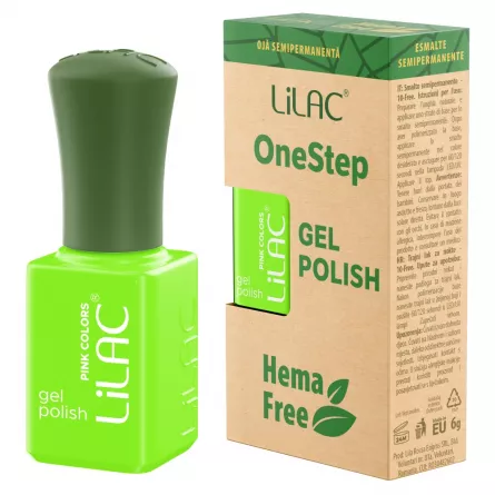 Oja semipermanenta Lilac OneStep Hema Free Neon 044, [],https:lilarossa.ro