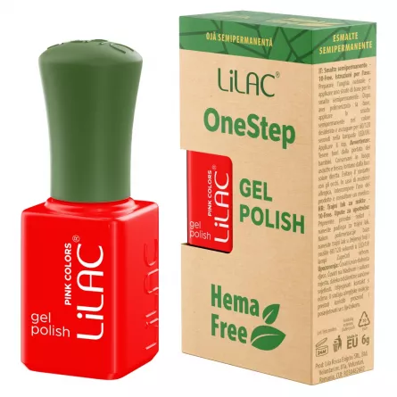 Oja semipermanenta Lilac OneStep Hema Free Red 021, [],https:lilarossa.ro