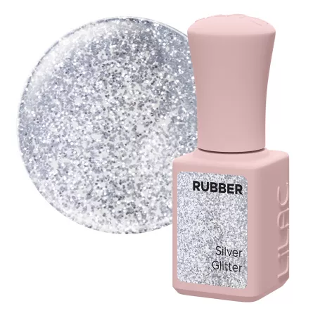 Oja semipermanenta Lilac Rubber Silver Glitter 6 g, [],https:lilarossa.ro