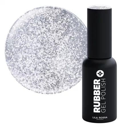 Oja semipermanenta, Lila Rossa, Rubber, 023 silver glitter sclipici, 7 ml, [],https:lilarossa.ro