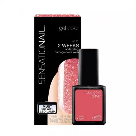Oja semipermanenta SensatioNail Rose Gold Glitter 7.39 ml, [],https:lilarossa.ro