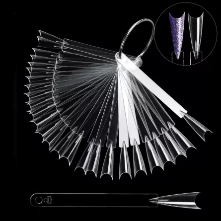 Paletar expunere culori, cu tipsuri unghii false 50 culori, Transparent, [],https:lilarossa.ro