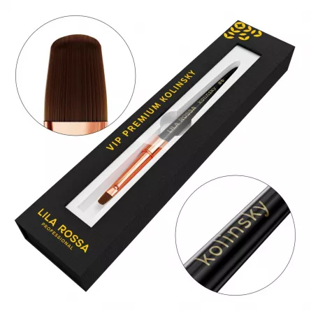Pensula unghii Oval Gel Brush Lila Rossa VIP Premium Kolinsky #6, [],https:lilarossa.ro