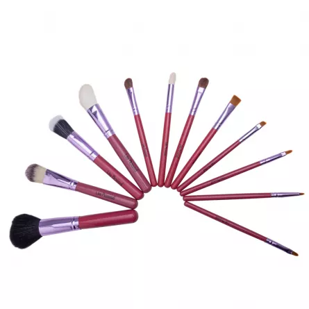 Set pensule makeup, Lila Rossa, in tub roz, 12 buc, [],https:lilarossa.ro