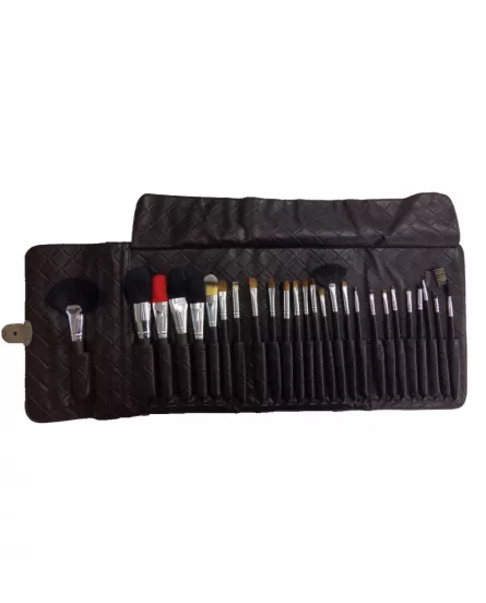 Set pensule makeup cu husa neagra, 26 buc, [],https:lilarossa.ro