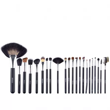Set pensule makeup, Megaga, cu husa neagra, 22 buc, [],https:lilarossa.ro