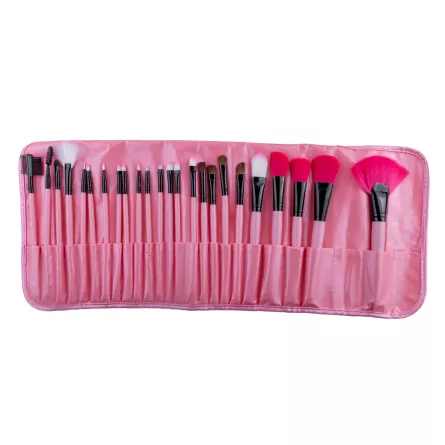 Set pensule makeup, Lila Rossa, cu husa roz, 24 buc, [],https:lilarossa.ro