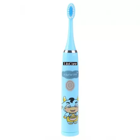 Periuta de dinti pentru copii, Lila Care, cu 5 capete, albastru, [],https:lilarossa.ro
