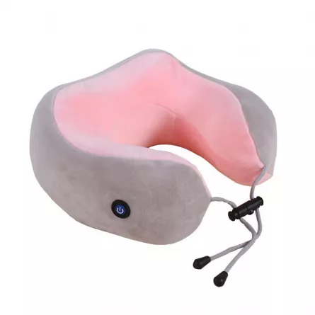 Perna de masaj electrica Lila Care, in forma de U, suport cervical, terapie magnetica, Gri/Roz, [],https:lilarossa.ro