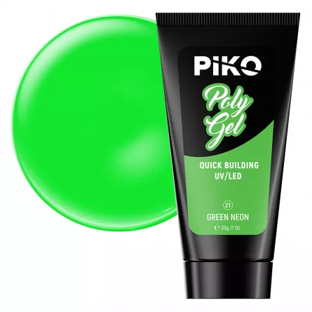 Polygel color, Piko, 30 g, 21 Green Neon, [],https:lilarossa.ro