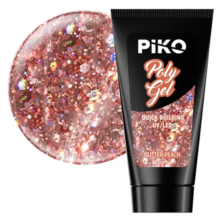 Polygel color, Piko, 30 g,  26 Glitter Peach, [],https:lilarossa.ro