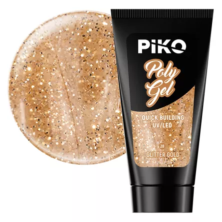 Polygel color, Piko, 30 g, 28 Glitter Gold, [],https:lilarossa.ro