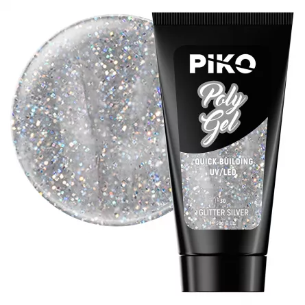 Polygel color, Piko, 30 g, 30 Glitter Silver, [],https:lilarossa.ro