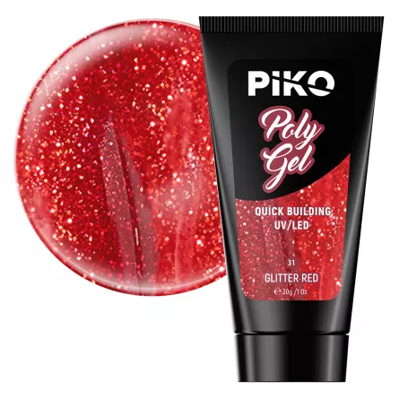 Polygel color, Piko, 30 g, 31 Glitter Red, [],https:lilarossa.ro