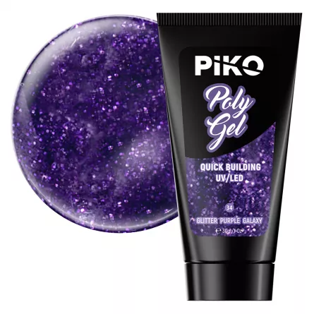 Polygel color, Piko, 30 g, 34 Glitter Purple Galaxy, [],https:lilarossa.ro