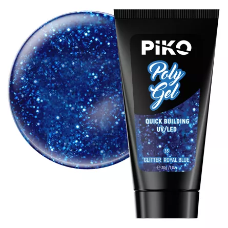 Polygel color, Piko, 30 g, 35 Glitter Royal Blue, [],https:lilarossa.ro
