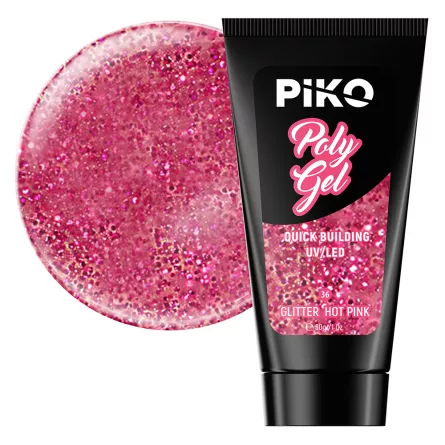 Polygel color, Piko, 30 g, 36 Glitter Hot Pink, [],https:lilarossa.ro