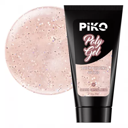 Polygel color, Piko, 30 g, 37 Glitter Crystal Beige, [],https:lilarossa.ro