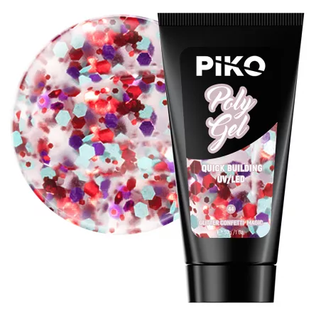 Polygel color, Piko, 30 g,  44 Glitter Confetti Magic, [],https:lilarossa.ro