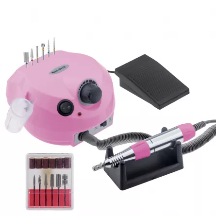 Pila electrica, freza unghii pentru incepatori, roz, 25.000 rpm, [],https:lilarossa.ro