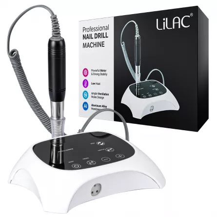 Pila electrica pentru manichiura Lilac, 12 V, 35000 rpm, 32 W, alb negru, [],https:lilarossa.ro