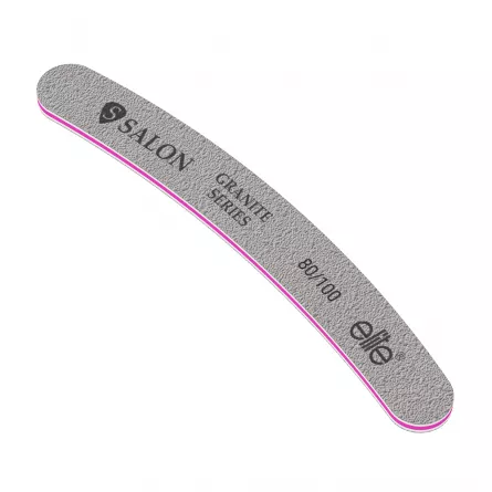 Pila unghii Salon Professional, refolosibila, banana, gri, granulatie 80/100, [],https:lilarossa.ro