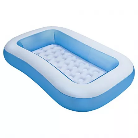 Piscina gonflabila, dreptunghiulara, cu podea dubla, Albastru/Alb, 166 x 100 x 25 cm, [],https:lilarossa.ro