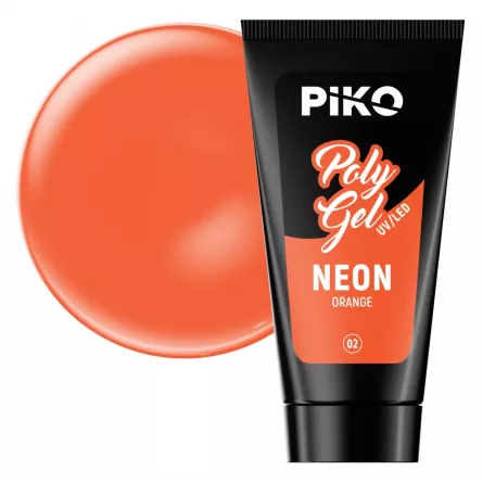 Polygel color Piko Neon, 30 ml, 02 Orange, [],https:lilarossa.ro