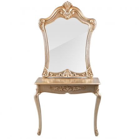 Consola aurie, oglinda si blat, design stil baroc, 87 x 31 x 177 cm, [],https:lilarossa.ro