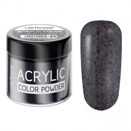 Pudra acrilica color, Lila Rossa, Glitter Black, 7 g, [],https:lilarossa.ro