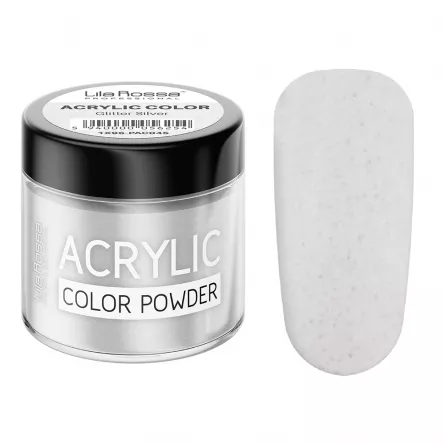 Pudra acrilica color, Lila Rossa, Glitter Silver, 7 g, [],https:lilarossa.ro