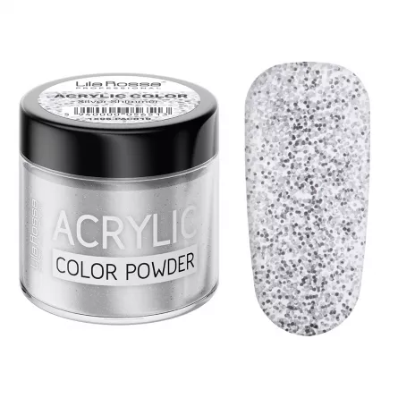 Pudra acrilica color, Lila Rossa, Silver Shimmer, 7 g, [],https:lilarossa.ro