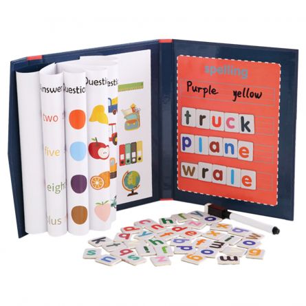 Puzzle Karemi, joc de ortografie cu litere magnetice si tabla de scris, tip carte, invatare limba engleza, 54 piese, K01B-10139, [],https:lilarossa.ro