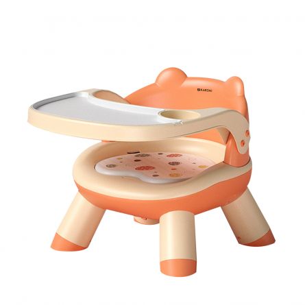 Scaun de masa Karemi, pentru bebe, multifunctional, cu tavita, din PVC, orange, [],https:lilarossa.ro