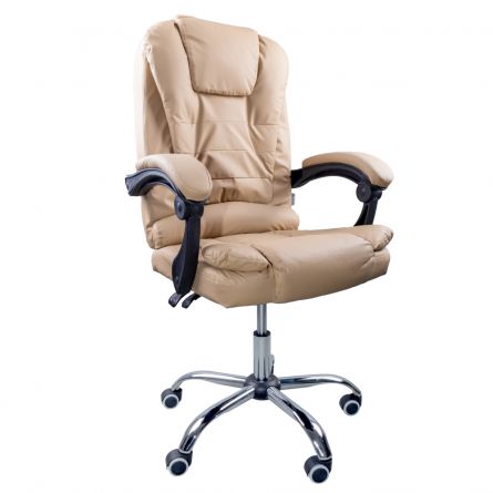 Scaun directorial Karemi, Confy Coffee, din piele ecologica, cu functie de masaj, bej, [],https:lilarossa.ro