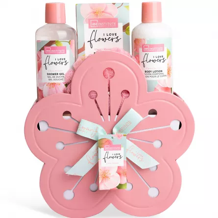 Set cadou femei IDC Institute I LOVE FLOWERS Pink AQ-44052-P, [],https:lilarossa.ro