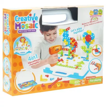 Jucarie educativa si interactiva, set bormasina Karemi, cu 237 piese, set complet constructie, multicolor, [],https:lilarossa.ro