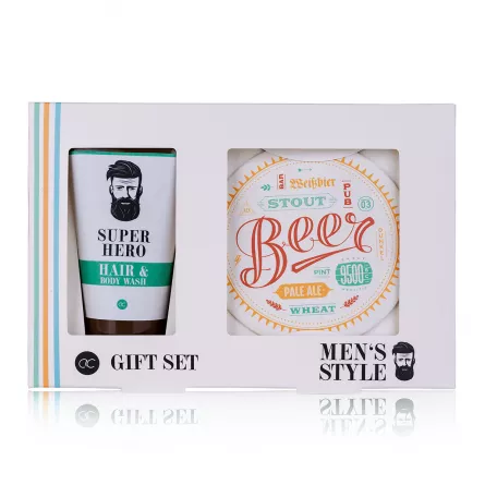 Set cadou barbati, gel de dus, suport bautura, MEN'S STYLE, [],https:lilarossa.ro
