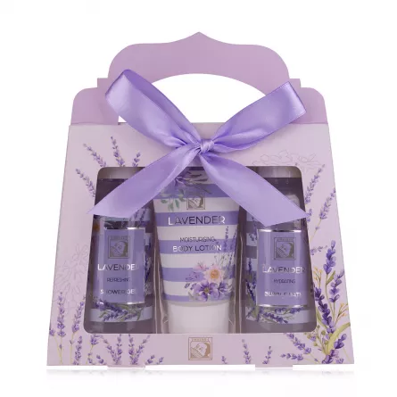 Set cadou femei, gel de dus, lotiune de corp, spumant, LAVENDER, [],https:lilarossa.ro