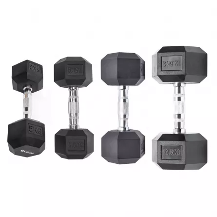 Set gantere dumbbell Karemi, hexagon, 4 buc (5 kg, 7.5 kg, 10 kg si 12.5 kg), [],https:lilarossa.ro