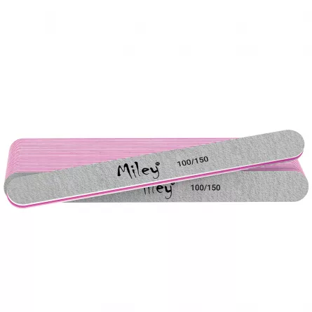 Set pile unghii Miley, drepte, gri, granulatie 100/150, 25 buc, [],https:lilarossa.ro