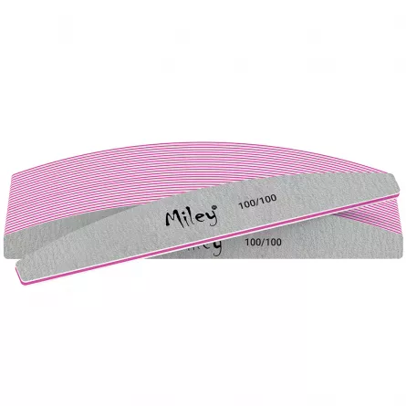 Set pile unghii Miley, semiluna, gri, granulatie 100/100, 25 buc, [],https:lilarossa.ro