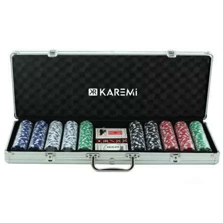 Set poker cu 500 Jetoane, Karemi, cu carcasa pentru depozitare, [],https:lilarossa.ro