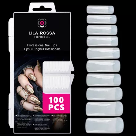 Tipsuri unghii false 100 buc, 10 marimi, Lila Rossa, Natur, KG101, [],https:lilarossa.ro
